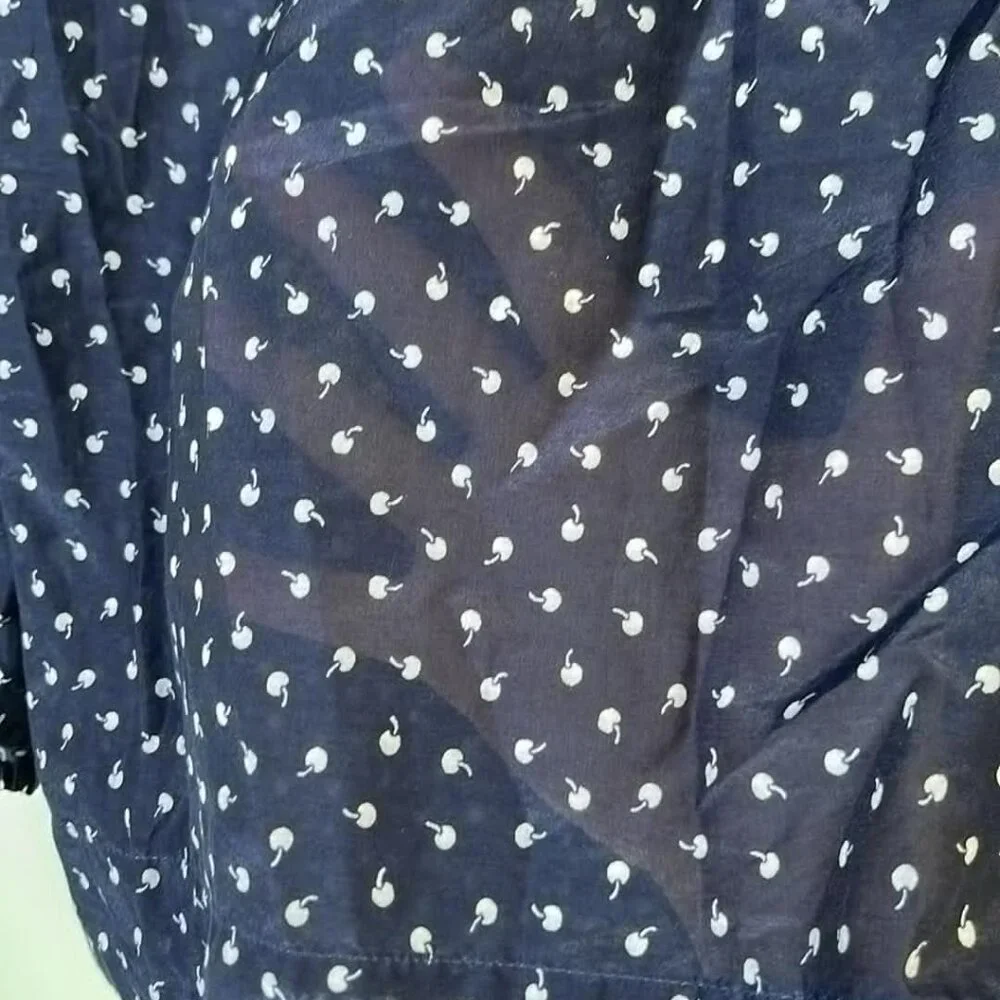 J Crew Cotton-Silk Womans XS Long Sleeve Cherry Top Coquette Cottage BusinessGir